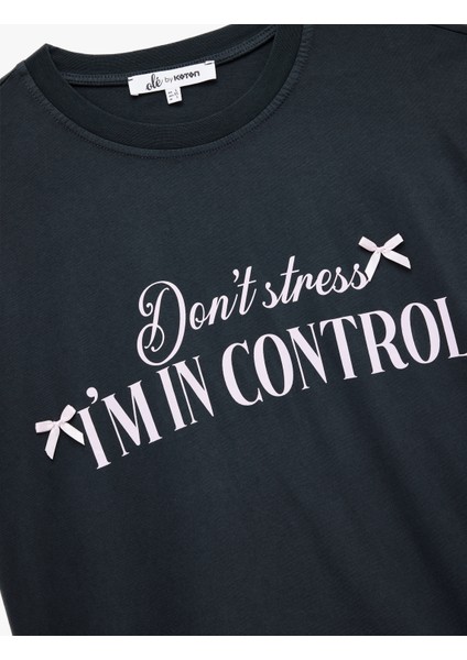 Kısa Kollu Bisiklet Yaka Pamuklu Baskılı Oversize Tişört modelleri