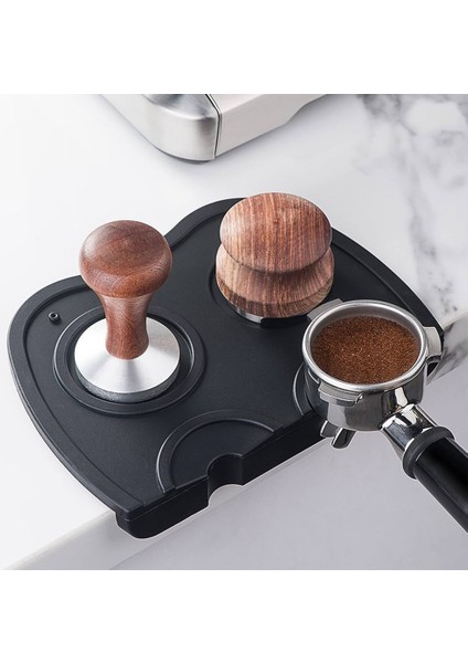 Espresso Barista Tamper Temper Tamping Mat Düz Taban Siyah Silikon 2li