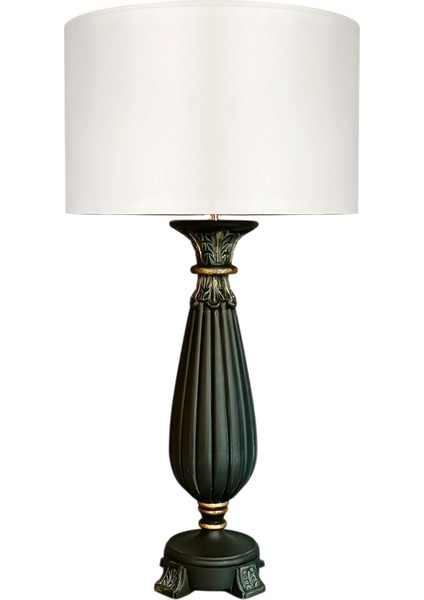 Lourent Kabartmalı Koyu Yeşil Abajur