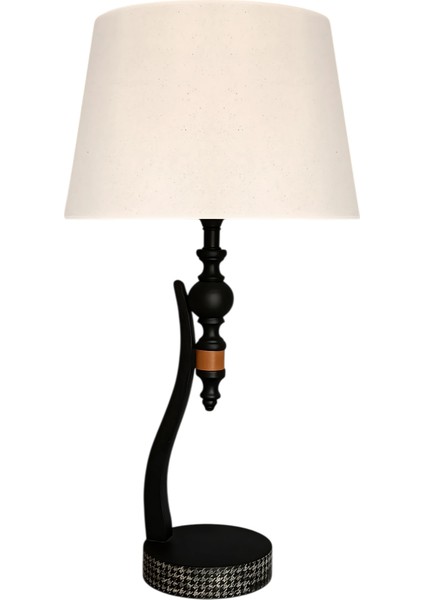 Runa Dama Detaylı Siyah Abajur