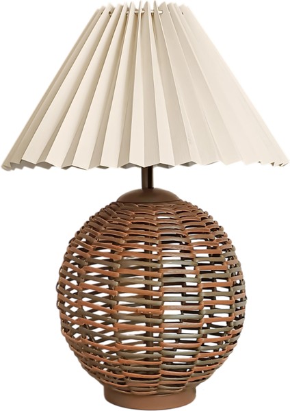 Luyida Yeşil Kahverengi Rattan Abajur
