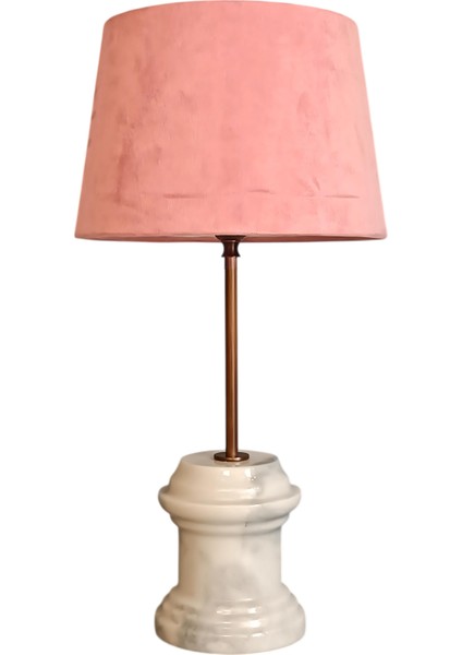 Arse Mermer Tabanlı Beyaz Abajur