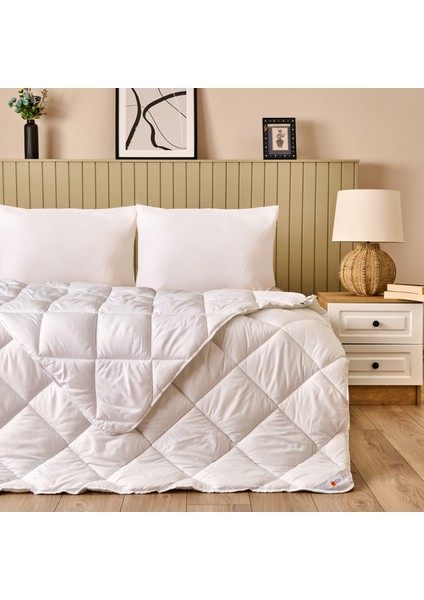 Soft Tek Kişilik Microfiber Yorgan - Beyaz - 155X215 cm