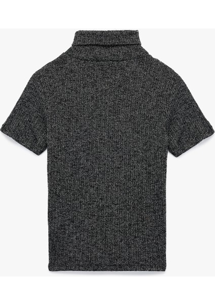 Slim Fit Kaşkorse Simli Balıkçı Yaka Kısa Kollu Tişört fiyatları