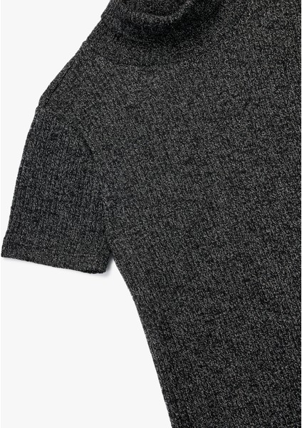 Slim Fit Kaşkorse Simli Balıkçı Yaka Kısa Kollu Tişört modelleri