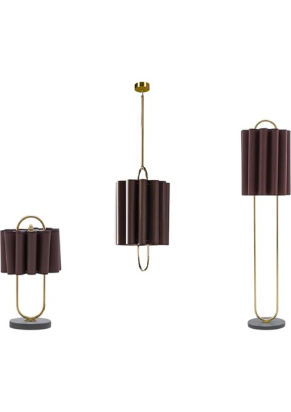 Lustra Koleksiyonu 3'lü Aydınlatma Seti (1 Sarkıt, 1 Lambader, 1 Abajur)