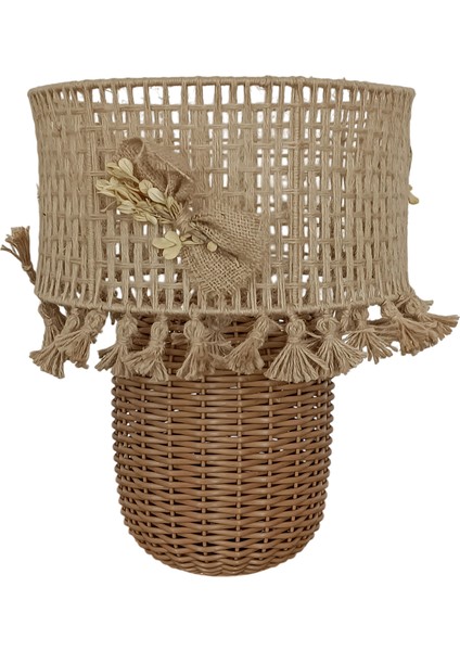 Cerna Kahverengi Rattan Abajur