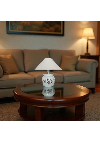 Nedal Desen Baskılı Minimal Beyaz Abajur fiyatları