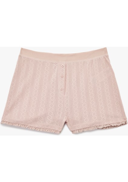 Dantelli Detaylı Rahat Kalıp Pamuklu Şort Pijama Altı
