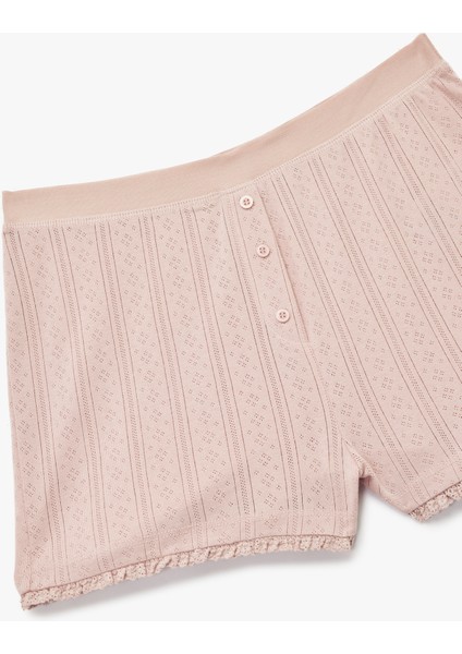 Dantelli Detaylı Rahat Kalıp Pamuklu Şort Pijama Altı modelleri