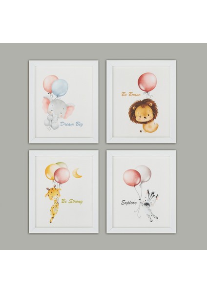 Deco Animal Tablo - Renkli -28X23 cm