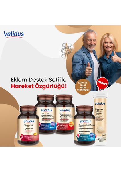 Eklem Destek Seti - Glucosamine - Silicium - Magnesium - D3 K2 - Calcium