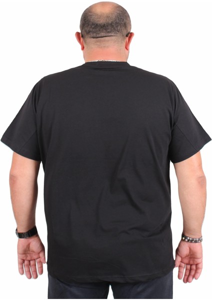 Erkek Büyük Beden Sıfır Yaka Tişört Let's Do It 25186 Sıyah modelleri