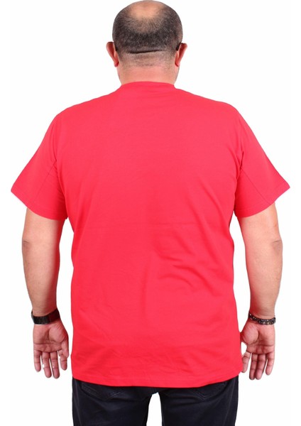 Erkek Büyük Beden Sıfır Yaka Tişört Un Stop Able 25181 Kırmızı modelleri
