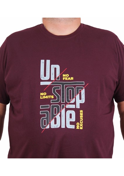 Erkek Büyük Beden Sıfır Yaka Tişört Un Stop Able 25181 Murdum fiyatları