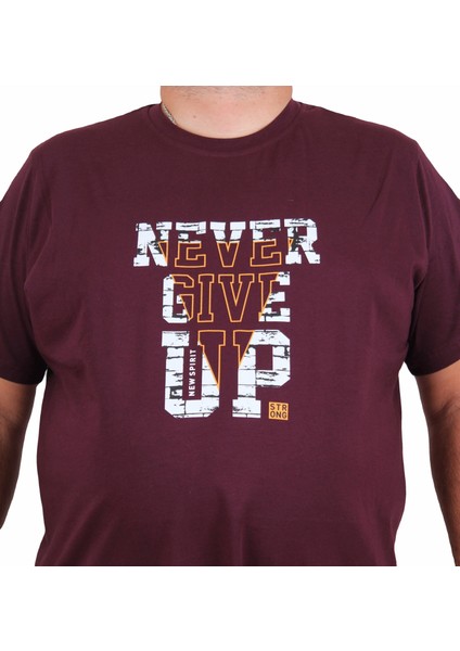 Erkek Büyük Beden Sıfır Yaka Tişört Never Give Up 25182 Murdum fiyatları