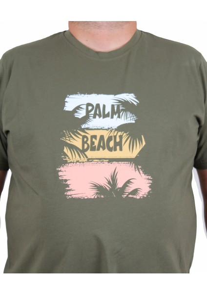 Erkek Büyük Beden Sıfır Yaka Tişört Palm Beach 25188 Hakı fiyatları