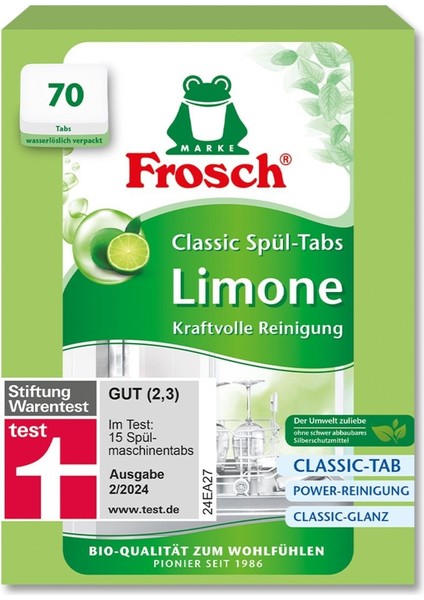 Classic Yeşil Limon Bulaşık Makinesi Tabletleri – 70 Adet, Soda Gücü, Vegan