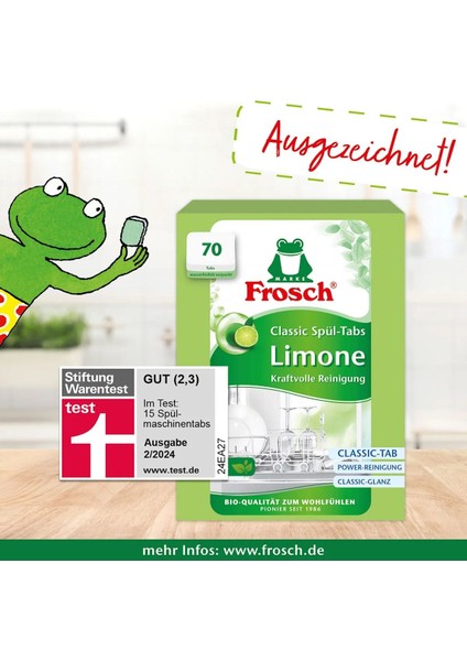 Classic Yeşil Limon Bulaşık Makinesi Tabletleri – 70 Adet, Soda Gücü, Vegan fırsatları