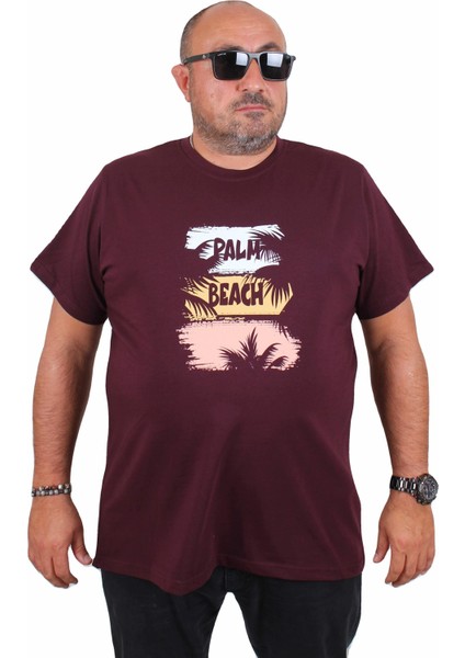 Erkek Büyük Beden Sıfır Yaka Tişört Palm Beach 25188 Murdum