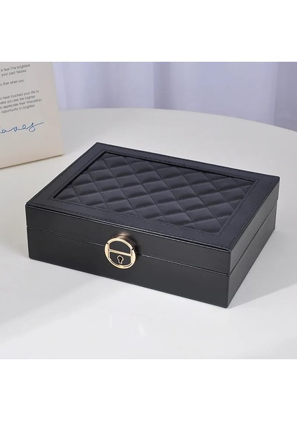 Mücevher Kutusu Organizer Düzenleyici Beyaz Kutusu Anahtarlı Kolye Küpe Saat Kutusu fırsatları