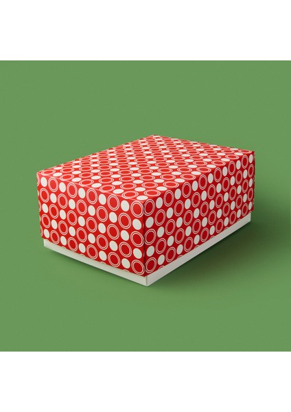 Deco Puantiyeli Hediye Kutusu - Kırmızı - 36X26X15 cm