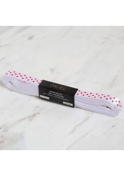 Loren Crafts 1cm 10 mt Beyaz Saten Puantiyeli Kurd