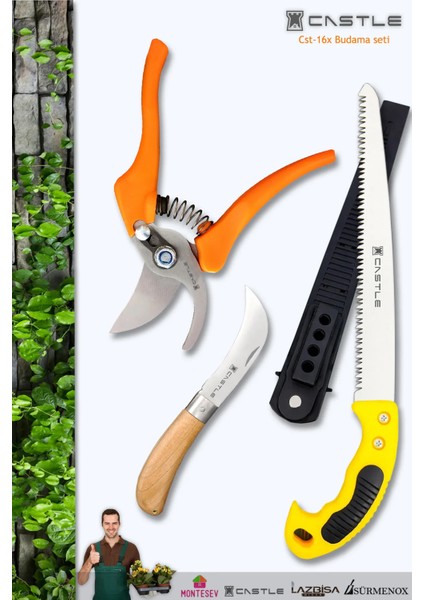 LZ-K16 Budama Makası Budama Testeresi ve Aşı Çakısı Bıçağı 3 Lü Set