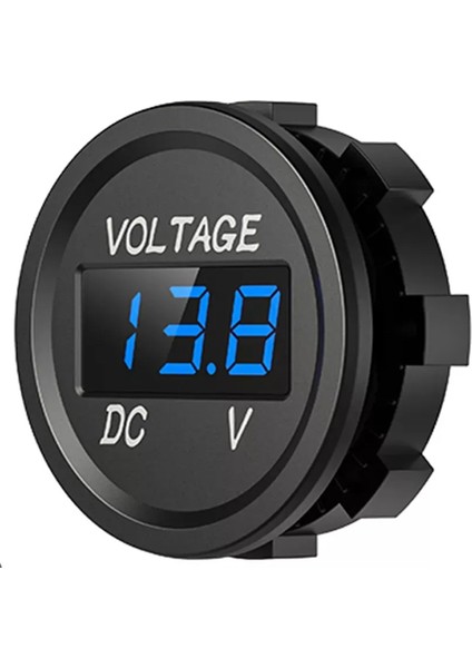 Marine Pano Tip Voltmetre Göstergesi Soketi Mavi LED 12-24V Çerçevesiz