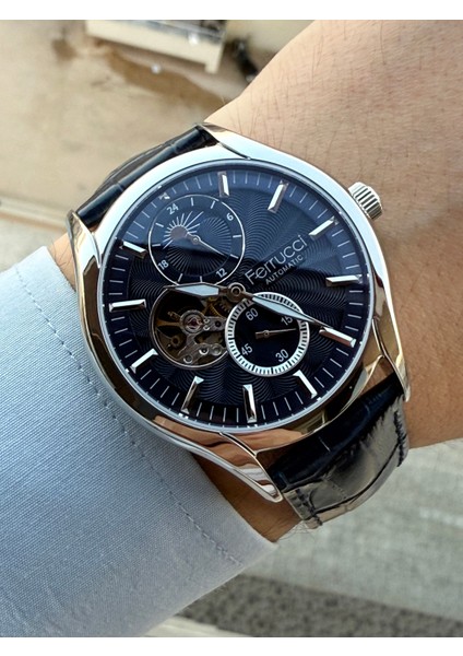 Otomatik Lacivert Deri Kordon Erkek Kol Saati