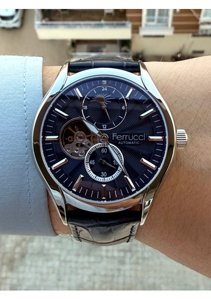 Otomatik Lacivert Deri Kordon Erkek Kol Saati modelleri