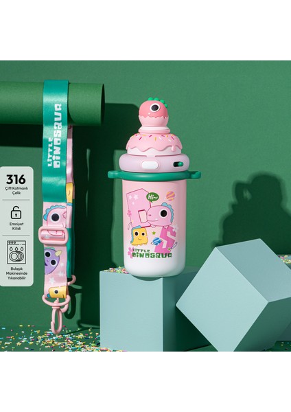 Baby Dinazor Termos Pembe 450 ml