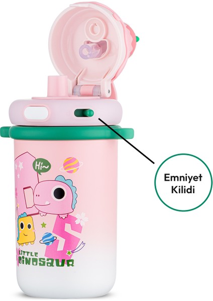 Baby Dinazor Termos Pembe 450 ml