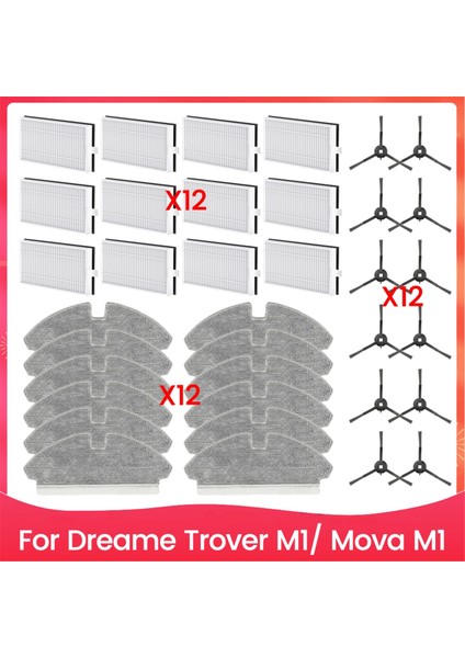 Dreame Mova M1 Trouver M1 Elektrikli Süpürge Aksesuarları Yedek Parçaları Için 36 Adet Yan Fırça Paspas Bezi ve Filtre Seti (Yurt Dışından)
