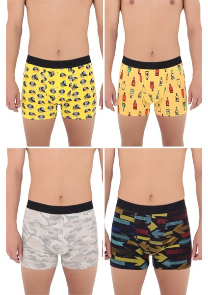 Erkek Desenli Renkli Pamuklu Boxer 4'lü Paket fiyatları