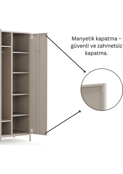 Pera Metal Elbise Dolabı, Soyunma Dolabı, Iki Kapılı, 80,50 x 50 x 189,50 cm