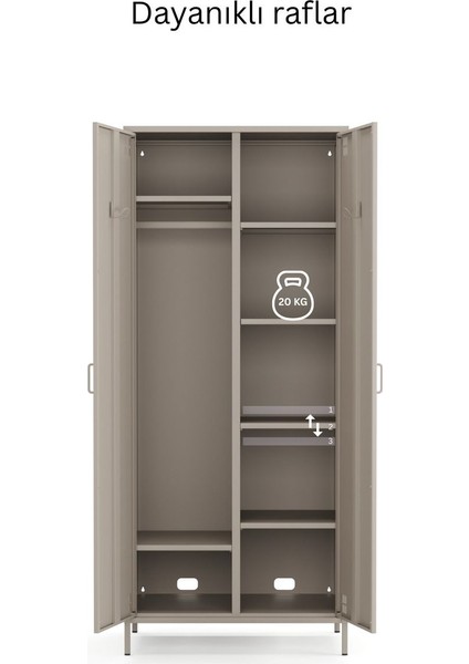 Pera Metal Elbise Dolabı, Soyunma Dolabı, Iki Kapılı, 80,50 x 50 x 189,50 cm