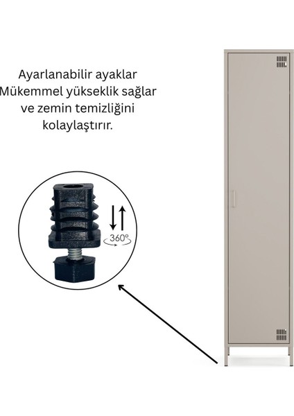 Pera Metal Elbise Dolabı, Soyunma Dolabı, Tek Kapılı, 41,50 x 40 x 189,50 cm fırsatları