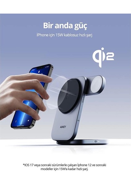 LC-MC312-GY Magfusıon Z Qı2 15W Katlanabilir 3 Ü 1 Arada Mıknatıslı Kablosuz Şarj Cihazı modelleri