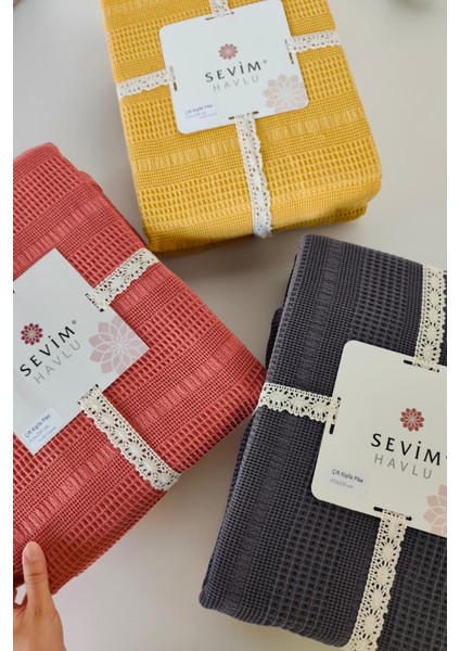 Tek Kişilik Waffle Pike 160X230CM, %100 Pamuk, Petek Tasarım,, Antrasit modelleri