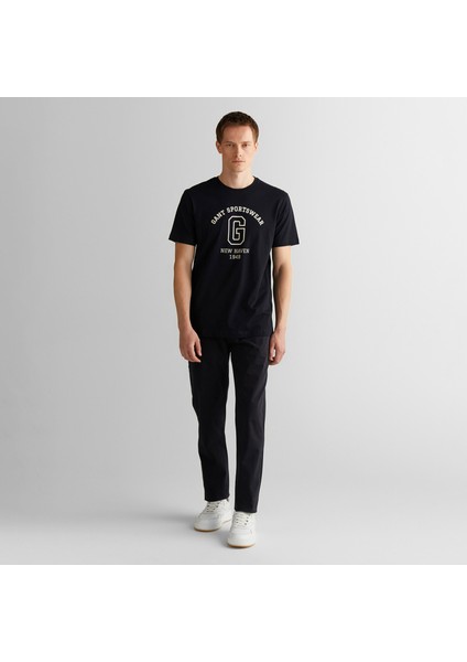 Erkek Siyah Regular Fit Bisiklet Yaka Logolu T-Shirt modelleri