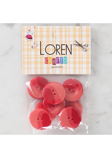 Loren Crafts 8'li Düğme Kırmızı - 1128