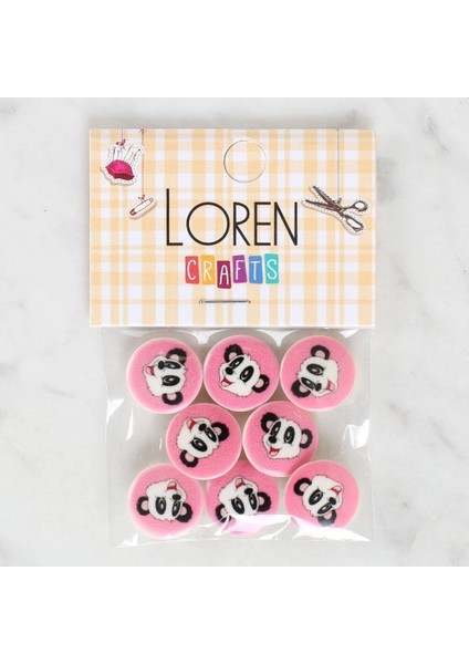 Loren Crafts 8'li Panda Düğme - 1051
