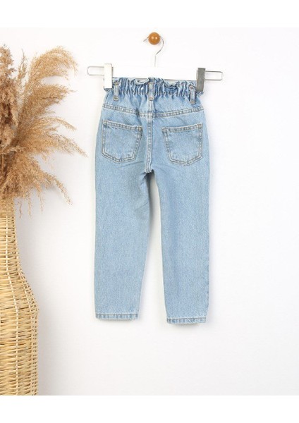 Kız Çocuk Beli Lastikli Yumuşak Kumaş Karakter Baskılı Kot Pantolon fiyatları
