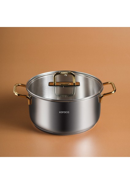 Maçka İndüksiyon Tabanlı Çelik Tencere 24 cm Gold