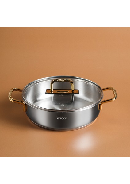 Maçka İndüksiyon Tabanlı Çelik Karnıyarık Tencere 24 cm Gold