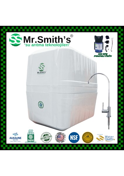 Mr.smith's Home Concept Pompalı Kompozit(Coconut Tatlandırıcı Multimineral Alkalı Filtreli Su Arıtma Cihazı