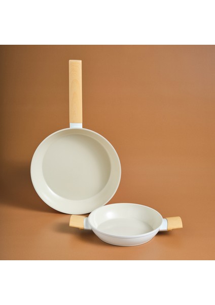 x Refika Swiss Crystal Almond Cream Indüksiyon Tabanlı Tava Sahan Set