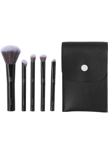 Black Gold Serisi Çantalı Makyaj Fırçası Seti 5 Parça