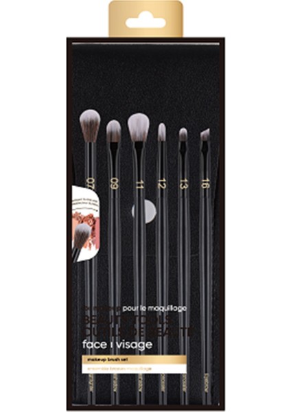 Black Gold Serisi Çantalı Göz Makyaj Fırçası Seti 6 Parça modelleri